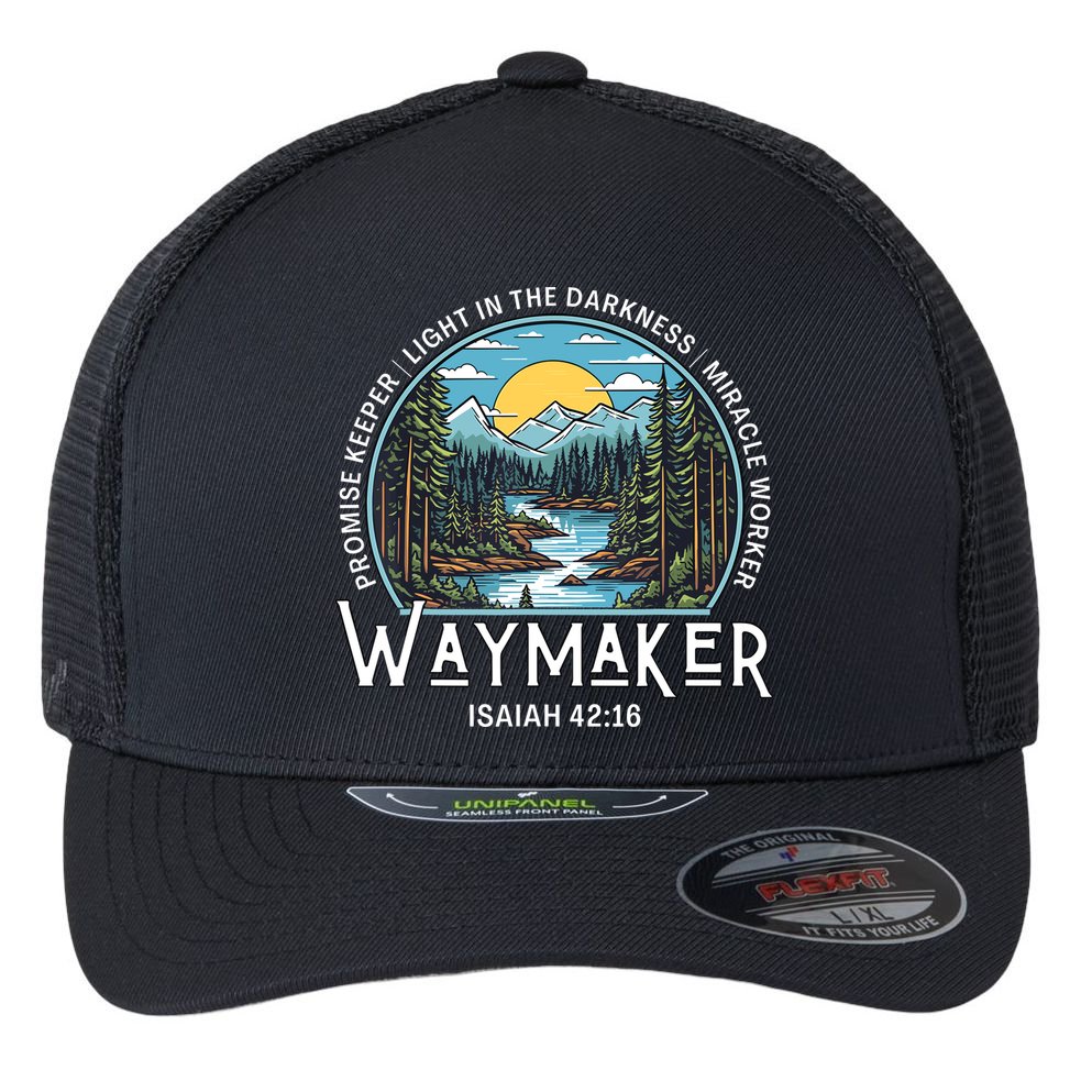 Waymaker Promise Keeper Miracle Worker Christian Bible Verse Flexfit Unipanel Trucker Cap