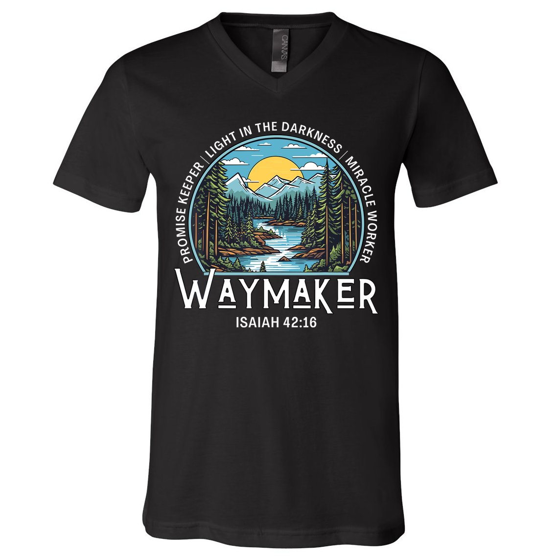 Waymaker Promise Keeper Miracle Worker Christian Bible Verse V-Neck T-Shirt