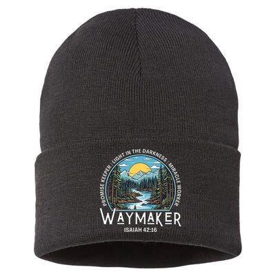 Waymaker Promise Keeper Miracle Worker Christian Bible Verse Sustainable Knit Beanie