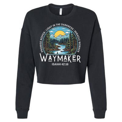 Waymaker Promise Keeper Miracle Worker Christian Bible Verse Cropped Pullover Crew
