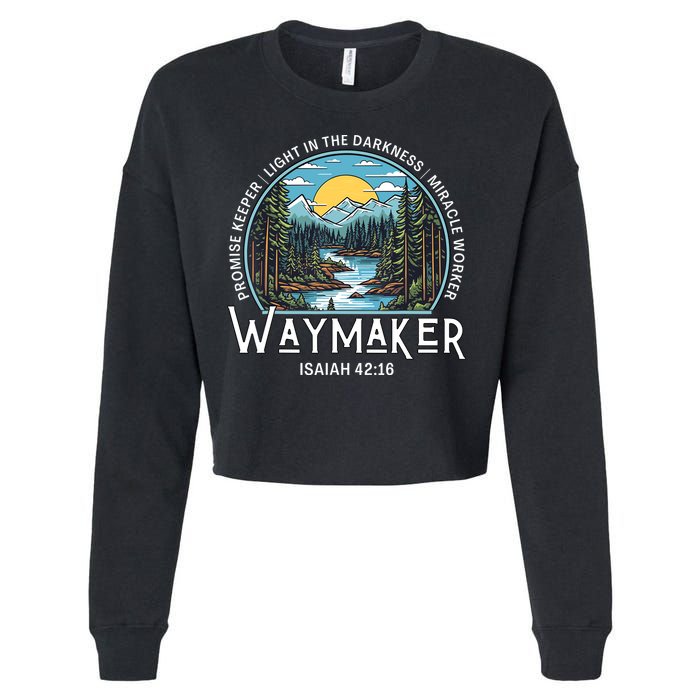 Waymaker Promise Keeper Miracle Worker Christian Bible Verse Cropped Pullover Crew