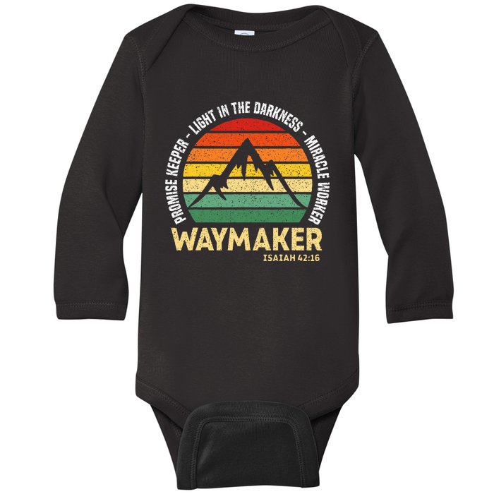 Waymaker Promise Keeper Miracle Worker Christian Believer Baby Long Sleeve Bodysuit