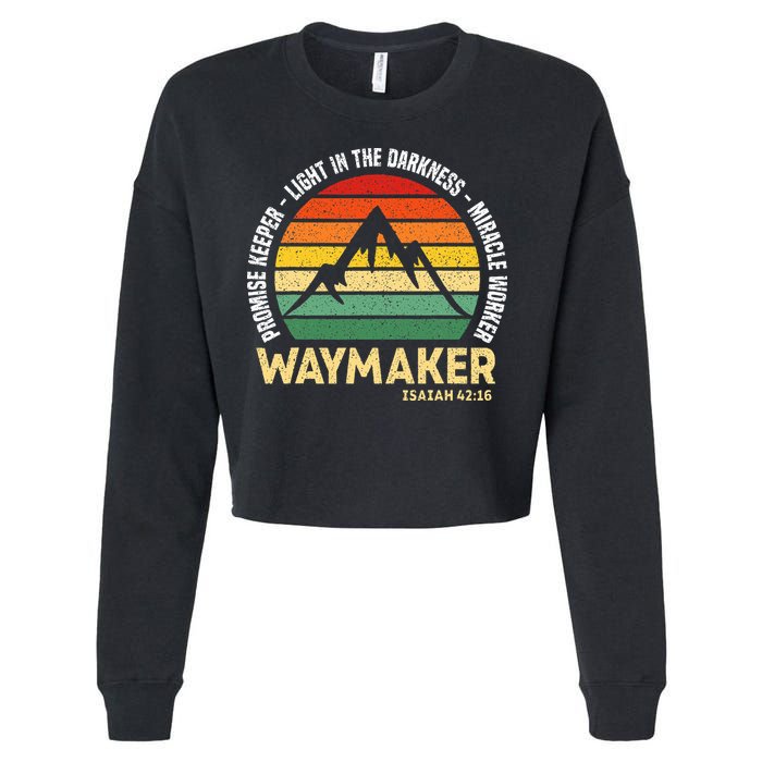 Waymaker Promise Keeper Miracle Worker Christian Believer Cropped Pullover Crew