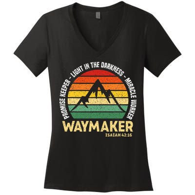 Waymaker Promise Keeper Miracle Worker Christian Believer Women's V-Neck T-Shirt