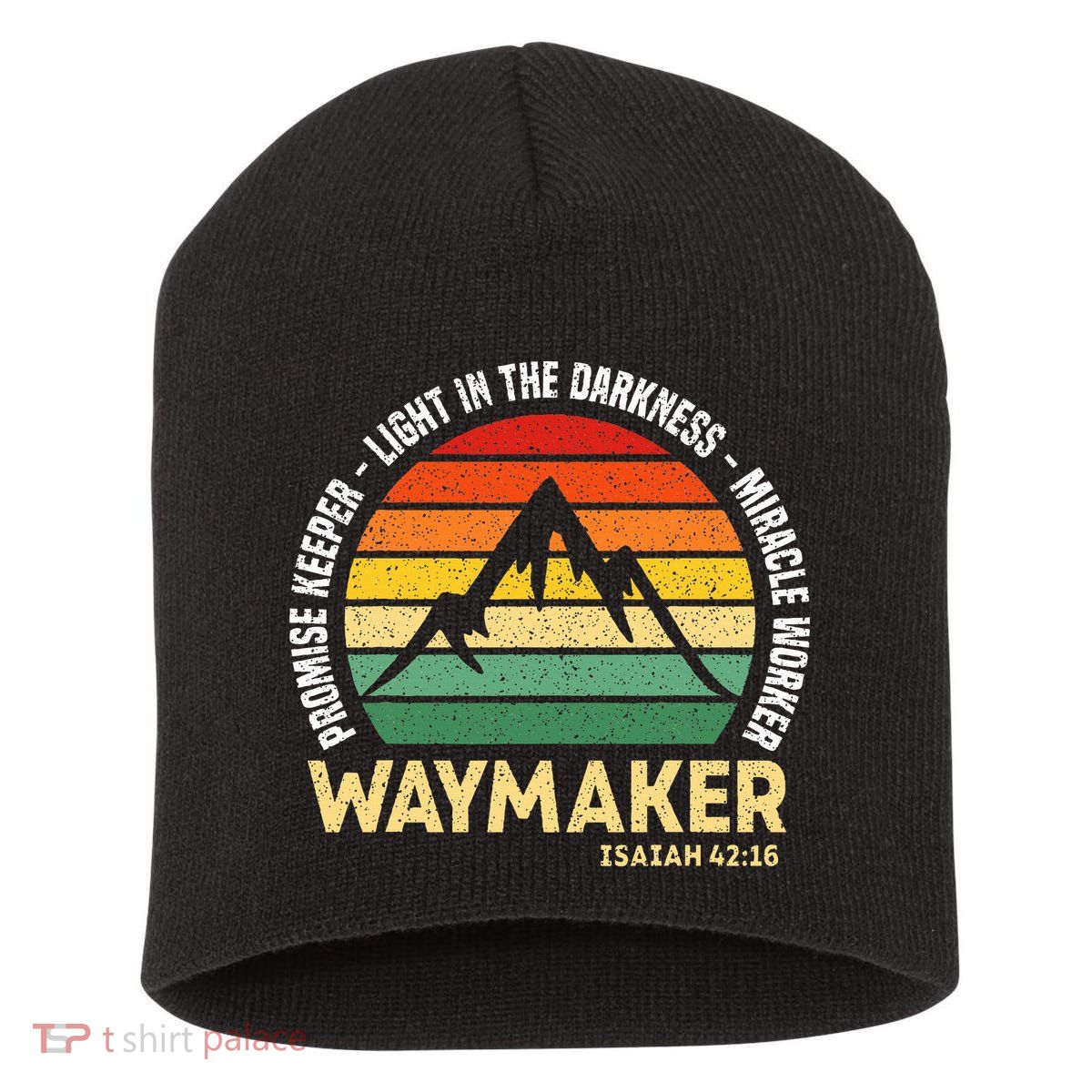 Waymaker Promise Keeper Miracle Worker Christian Believer Short Acrylic Beanie
