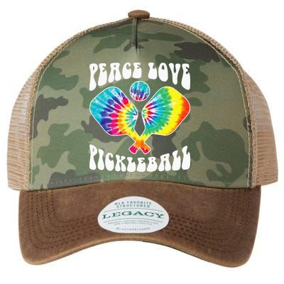 Wo Peace Love Pickleball Funny Pickleball Player Legacy Tie Dye Trucker Hat