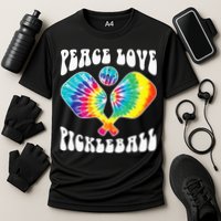 Wo Peace Love Pickleball Funny Pickleball Player Cooling Performance Crew T-Shirt
