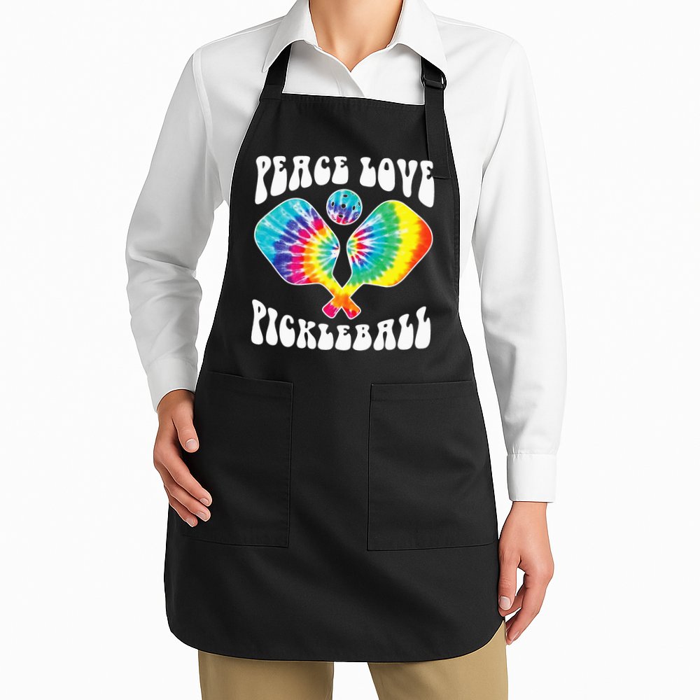 Wo Peace Love Pickleball Funny Pickleball Player Apron