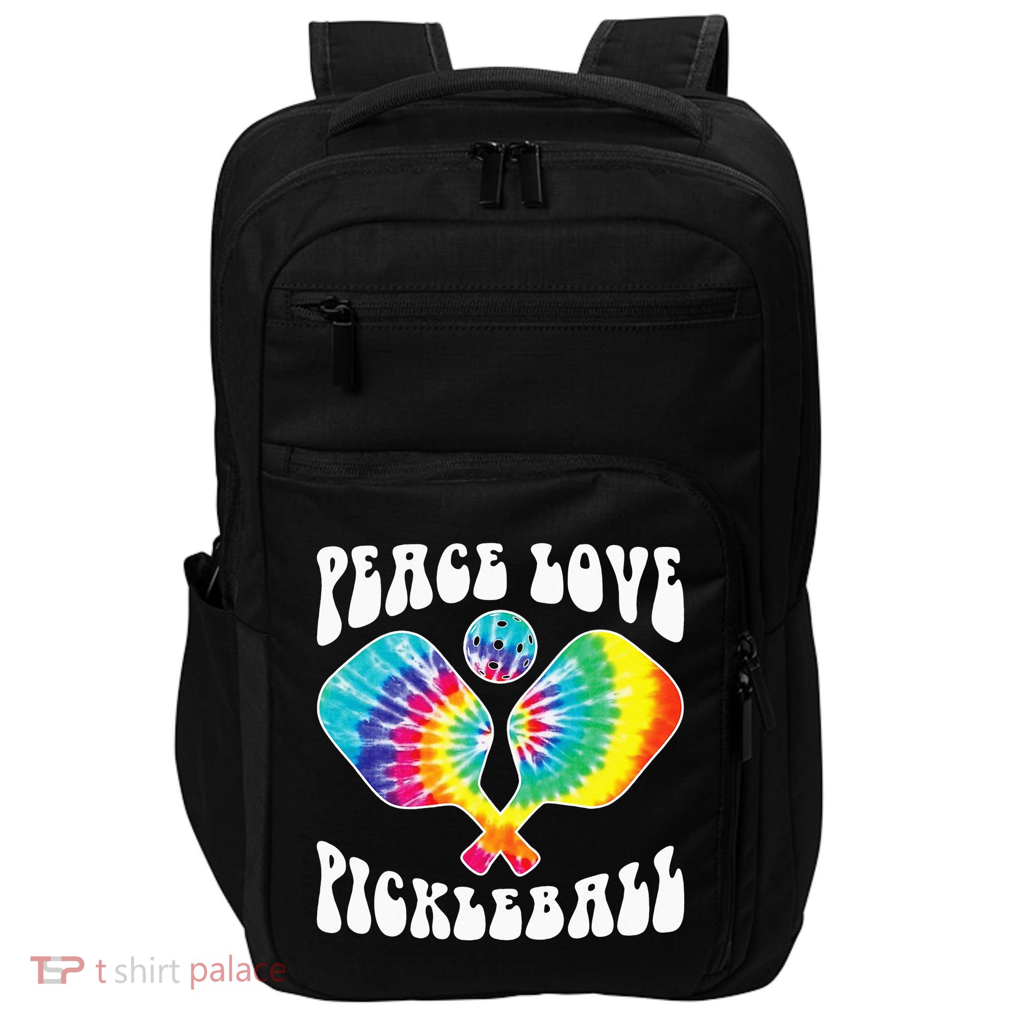 Wo Peace Love Pickleball Funny Pickleball Player Impact Tech Backpack