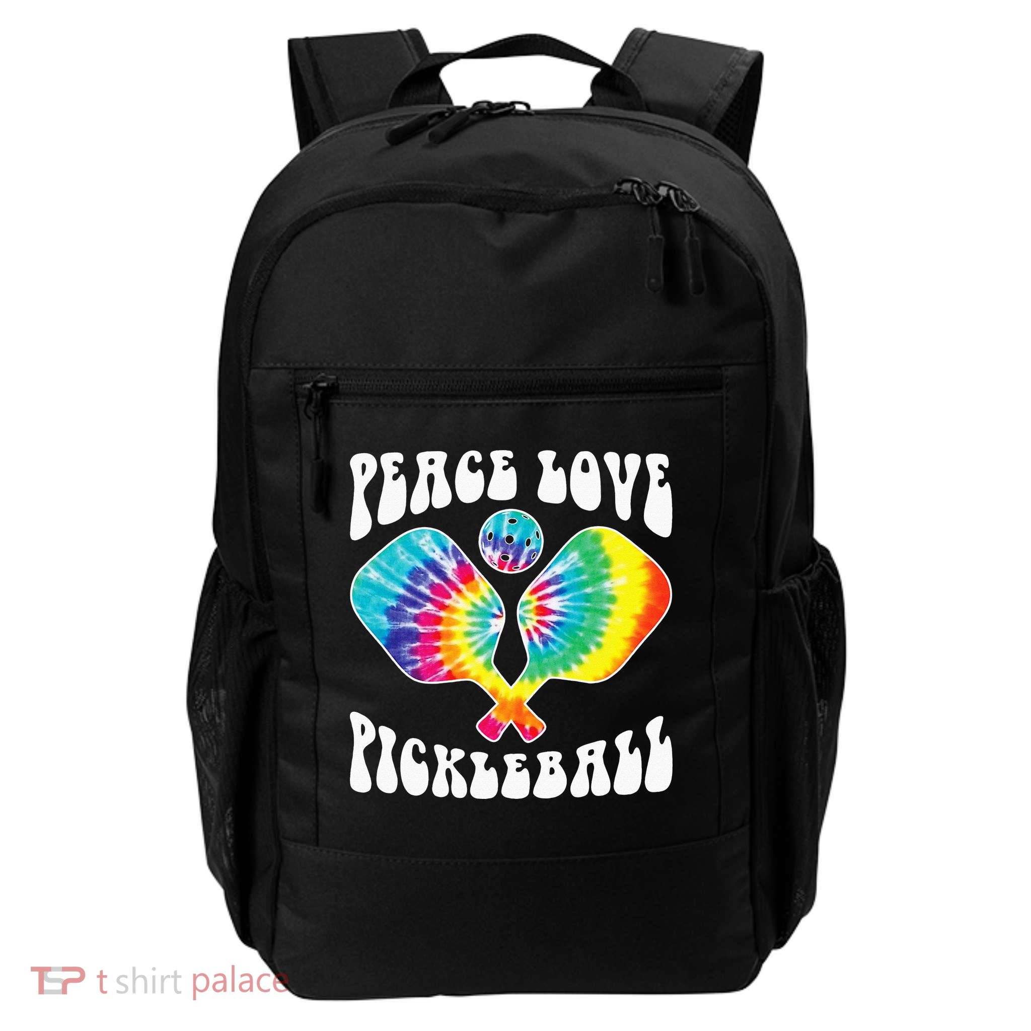 Wo Peace Love Pickleball Funny Pickleball Player Daily Commute Backpack