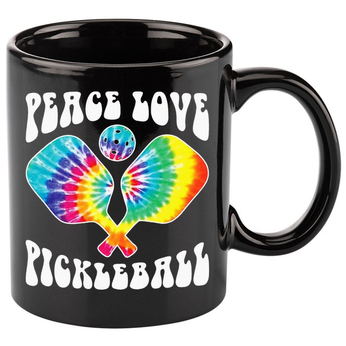 Wo Peace Love Pickleball Funny Pickleball Player 11oz C Handle Ceramic Mug