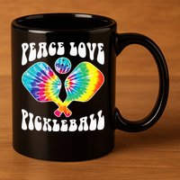 Wo Peace Love Pickleball Funny Pickleball Player 11oz C Handle Ceramic Mug