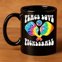 Wo Peace Love Pickleball Funny Pickleball Player 11oz C Handle Ceramic Mug