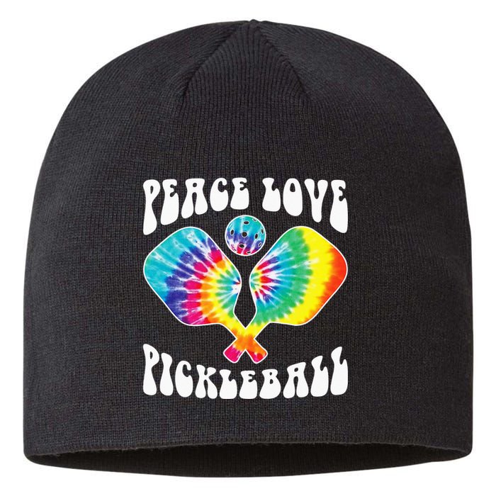 Wo Peace Love Pickleball Funny Pickleball Player Sustainable Beanie