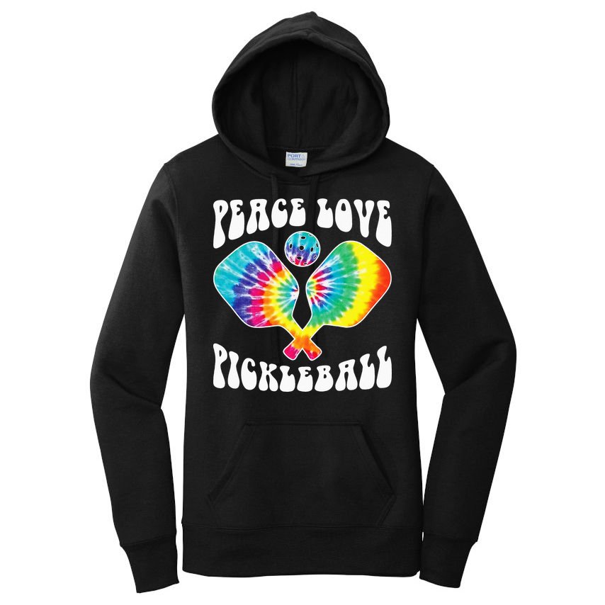 Wo Peace Love Pickleball Funny Pickleball Player Women's Pullover Hoodie