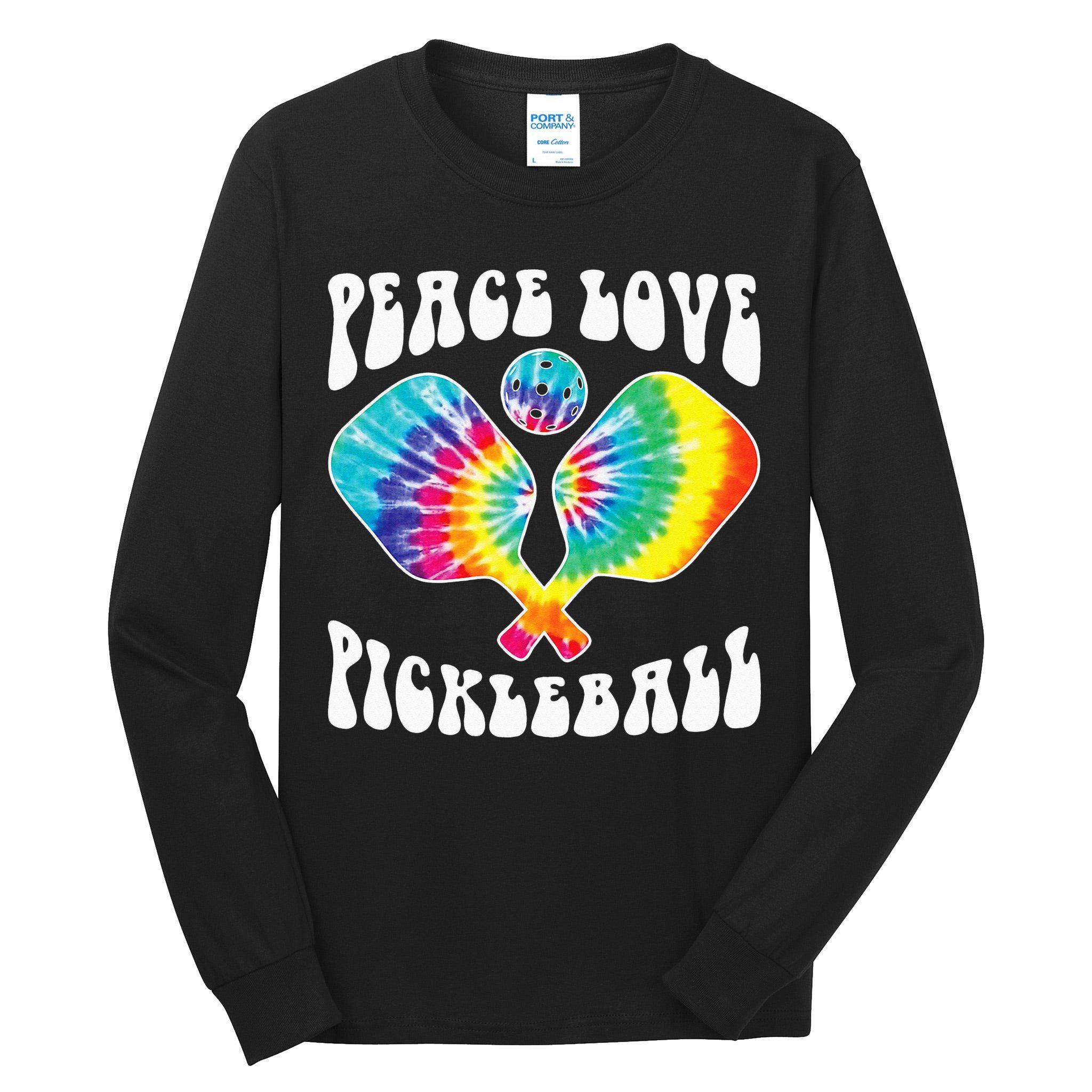 Wo Peace Love Pickleball Funny Pickleball Player Tall Long Sleeve T-Shirt