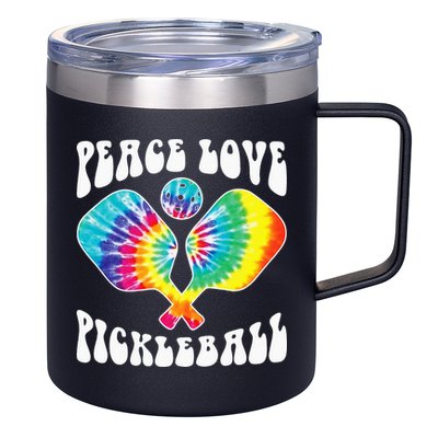 Wo Peace Love Pickleball Funny Pickleball Player 12oz Stainless Steel Coffee Mug