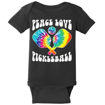 Wo Peace Love Pickleball Funny Pickleball Player Baby Bodysuit