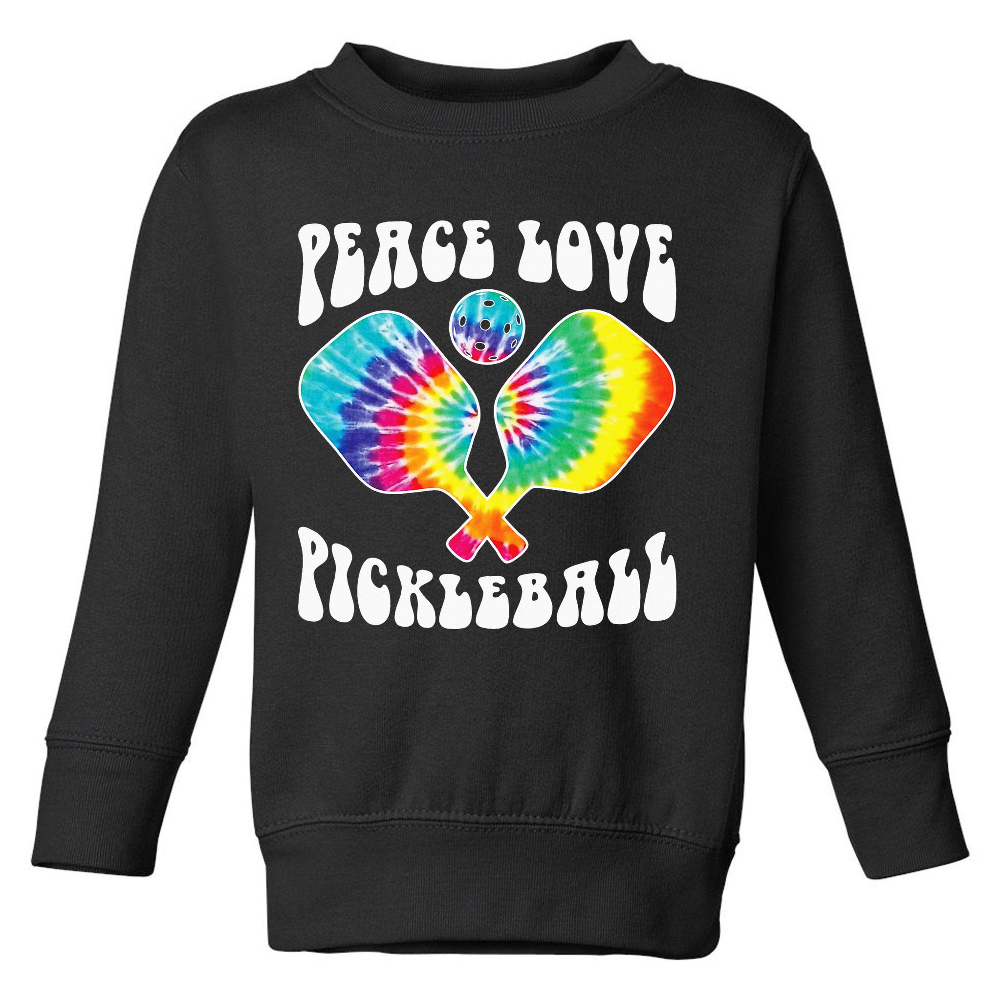 Wo Peace Love Pickleball Funny Pickleball Player Toddler Sweatshirt