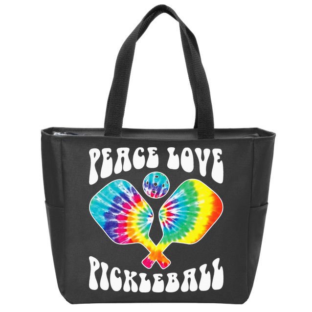Wo Peace Love Pickleball Funny Pickleball Player Zip Tote Bag