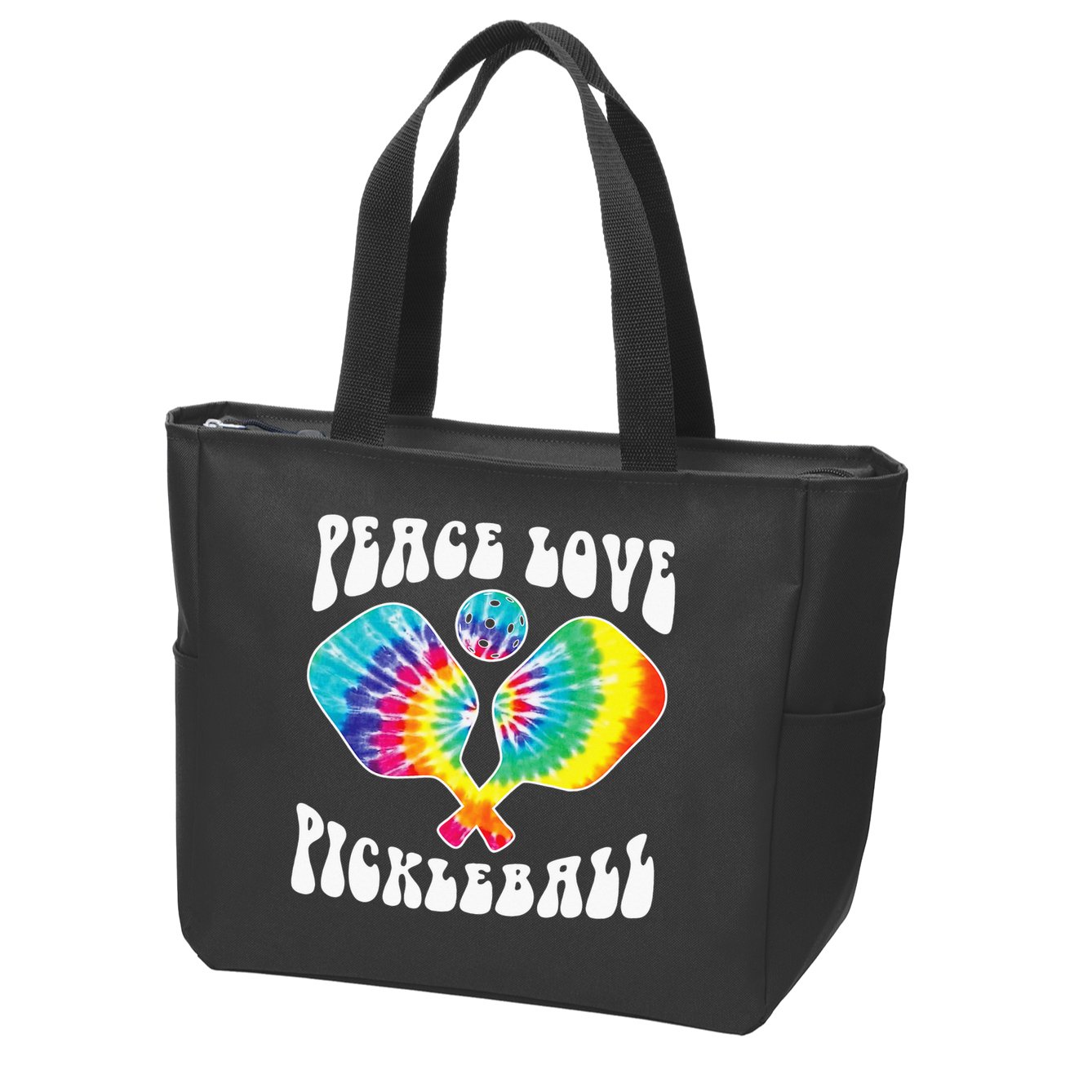 Wo Peace Love Pickleball Funny Pickleball Player Zip Tote Bag