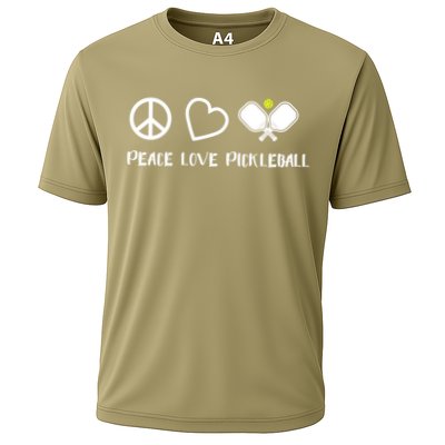 Womens Peace Love Pickleball Funny Pickleball Paddle Player Gift VNeck T Cooling Performance Crew T-Shirt