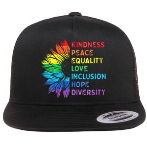 Womens Peace Love Diversity Inclusion Equality Human Rights Rainbow Flat Bill Trucker Hat