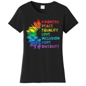 Womens Peace Love Diversity Inclusion Equality Human Rights Rainbow Women's T-Shirt