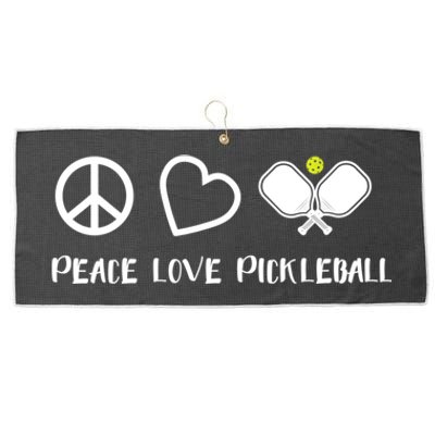 Womens Peace Love Pickleball Funny Pickleball Paddle Player Gift VNeck T Large Microfiber Waffle Golf Towel