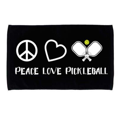 Womens Peace Love Pickleball Funny Pickleball Paddle Player Gift VNeck T Microfiber Hand Towel