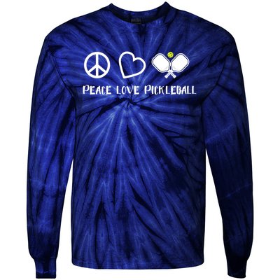 Womens Peace Love Pickleball Funny Pickleball Paddle Player Gift VNeck T Tie-Dye Long Sleeve Shirt