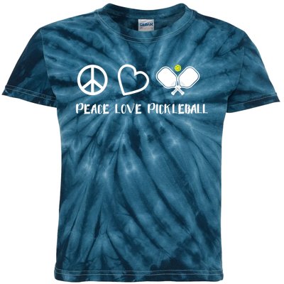 Womens Peace Love Pickleball Funny Pickleball Paddle Player Gift VNeck T Kids Tie-Dye T-Shirt