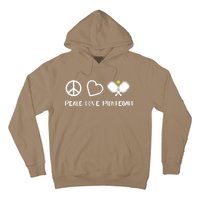 Womens Peace Love Pickleball Funny Pickleball Paddle Player Gift VNeck T Hoodie