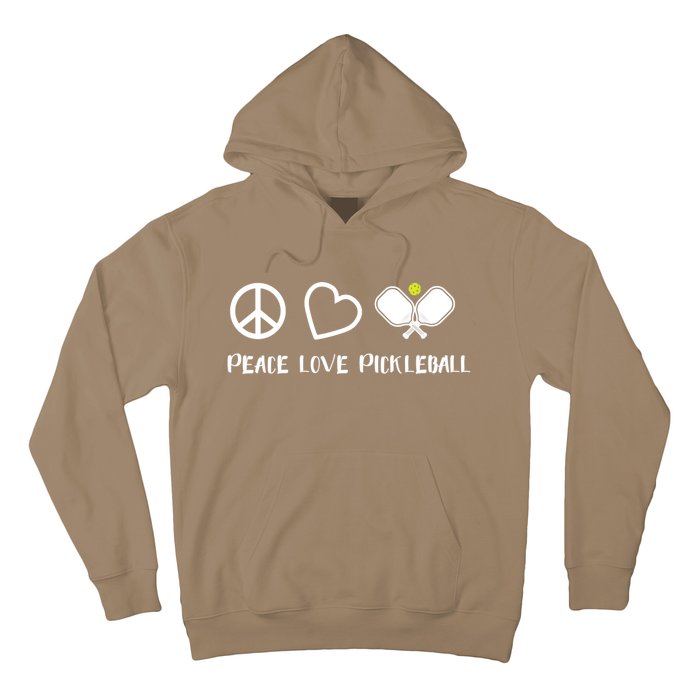 Womens Peace Love Pickleball Funny Pickleball Paddle Player Gift VNeck T Hoodie