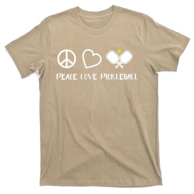 Womens Peace Love Pickleball Funny Pickleball Paddle Player Gift VNeck T T-Shirt