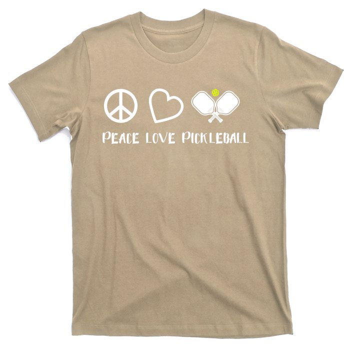 Womens Peace Love Pickleball Funny Pickleball Paddle Player Gift VNeck T T-Shirt