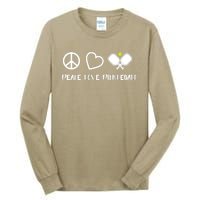 Womens Peace Love Pickleball Funny Pickleball Paddle Player Gift VNeck T Tall Long Sleeve T-Shirt