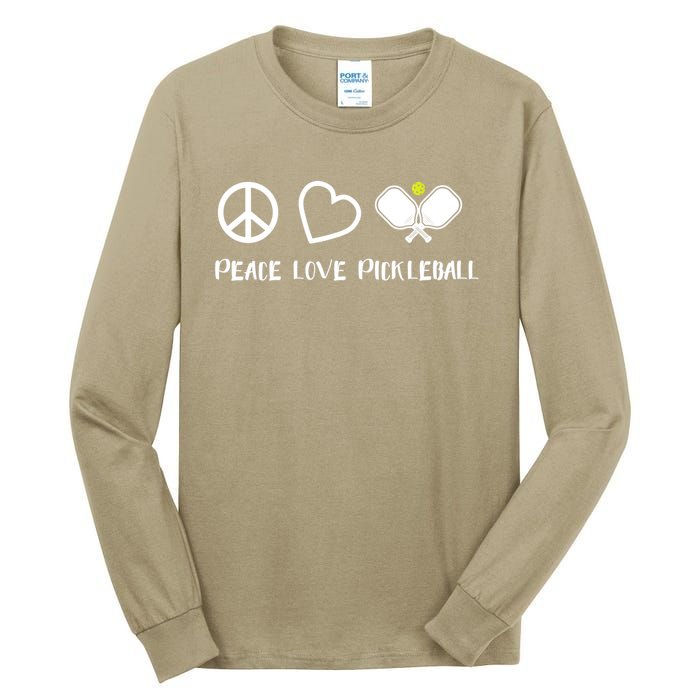 Womens Peace Love Pickleball Funny Pickleball Paddle Player Gift VNeck T Tall Long Sleeve T-Shirt