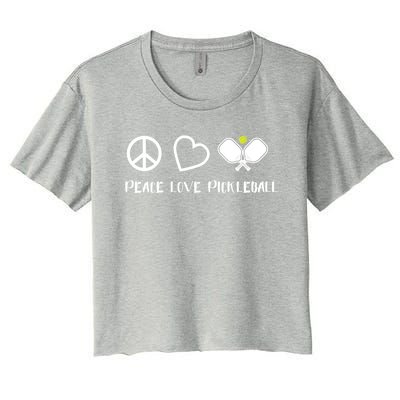 Womens Peace Love Pickleball Funny Pickleball Paddle Player Gift VNeck T Women's Crop Top Tee