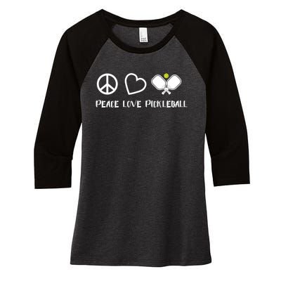 Womens Peace Love Pickleball Funny Pickleball Paddle Player Gift VNeck T Women's Tri-Blend 3/4-Sleeve Raglan Shirt