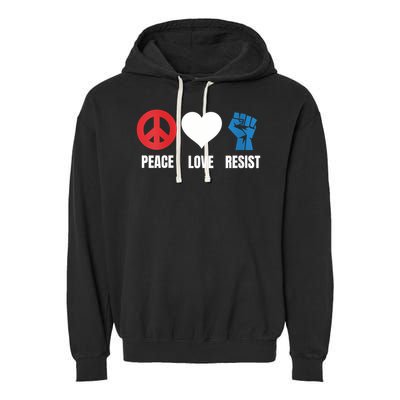 Women Peace Love Resist Political Protest V-Neck Garment-Dyed Fleece Hoodie