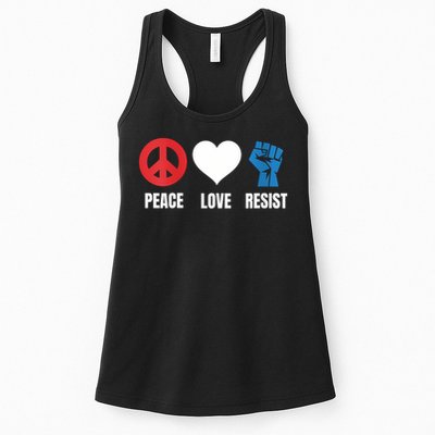 Women Peace Love Resist Political Protest V-Neck Womens Tank Top