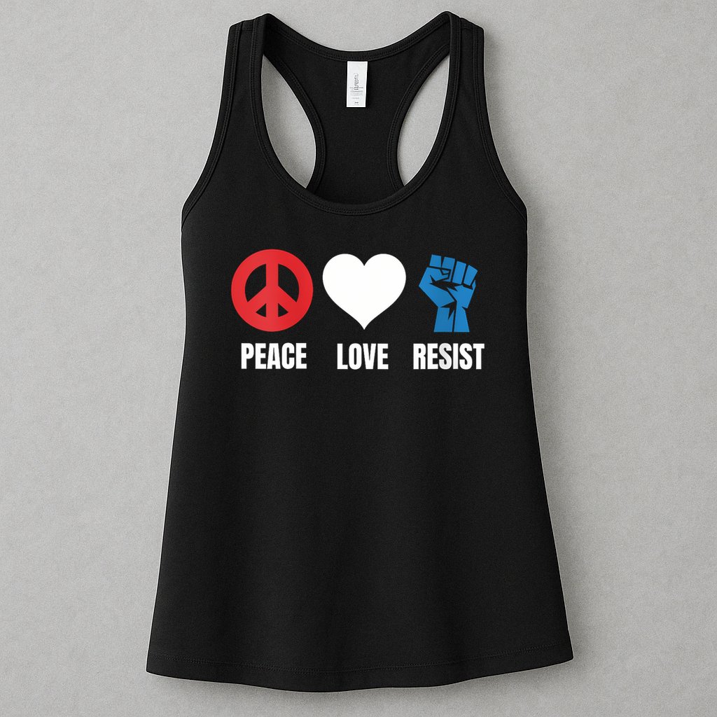 Women Peace Love Resist Political Protest V-Neck Womens Tank Top