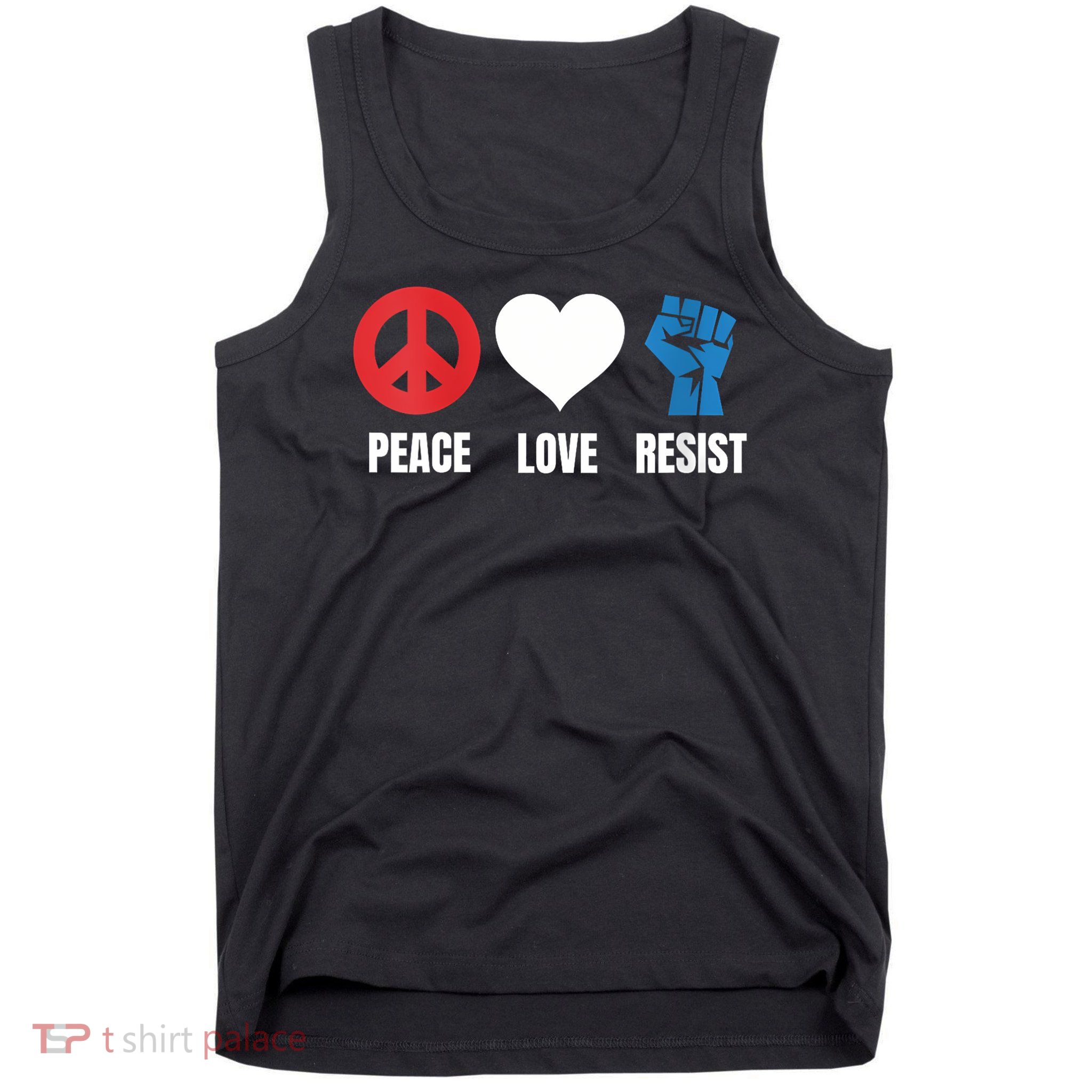 Women Peace Love Resist Political Protest V-Neck Tank Top