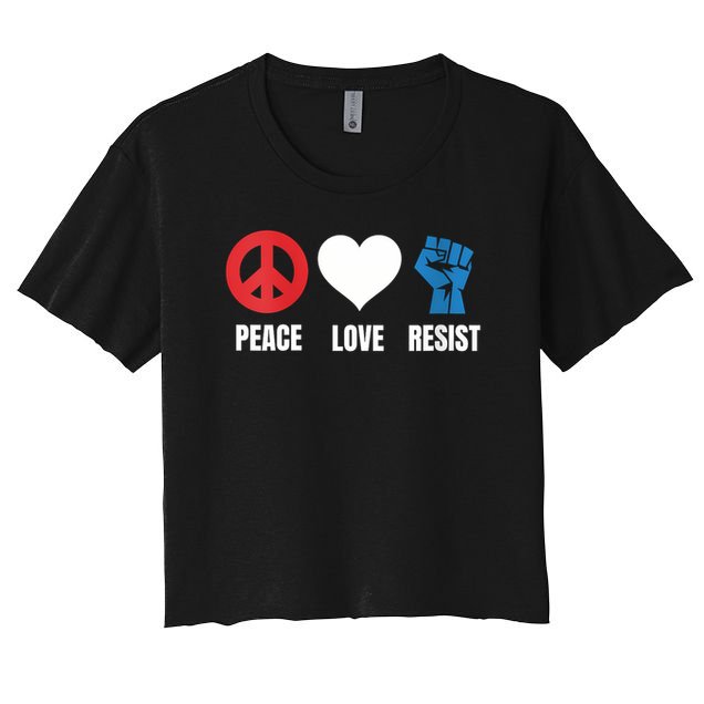 Women Peace Love Resist Political Protest V-Neck Crop Top