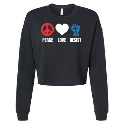 Women Peace Love Resist Political Protest V-Neck Cropped Pullover Crew