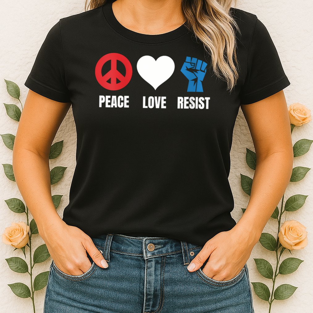 Women Peace Love Resist Political Protest V-Neck Womens T-Shirt