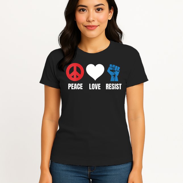 Women Peace Love Resist Political Protest V-Neck Womens T-Shirt