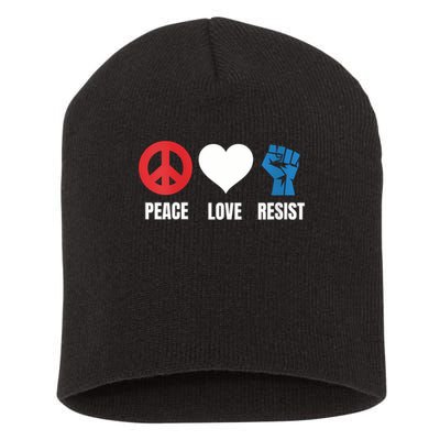 Women Peace Love Resist Political Protest V-Neck Short Acrylic Beanie
