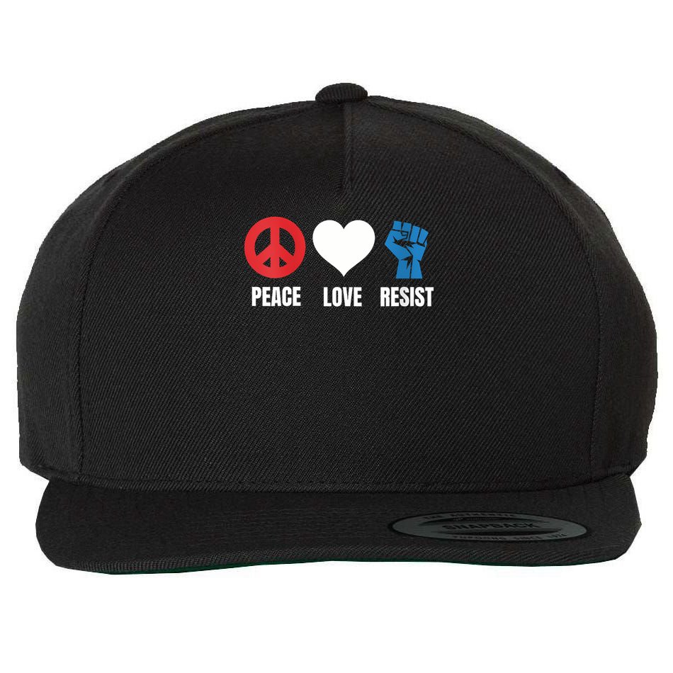 Women Peace Love Resist Political Protest V-Neck Wool Snapback Cap